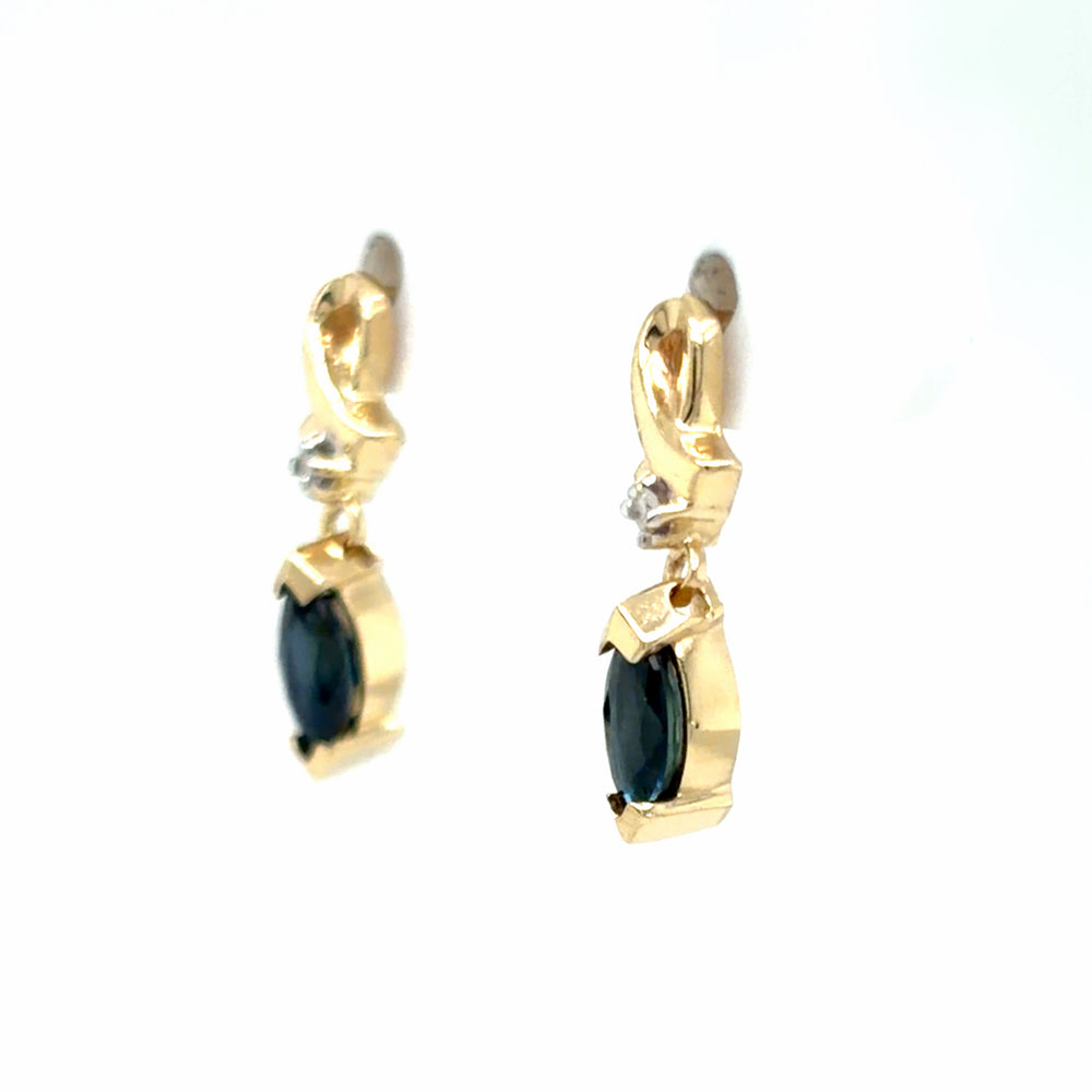 Estate Sapphire & Diamond Dangle Earrings