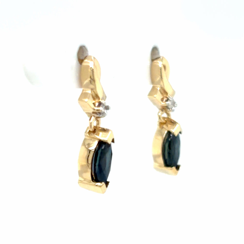 Estate Sapphire & Diamond Dangle Earrings