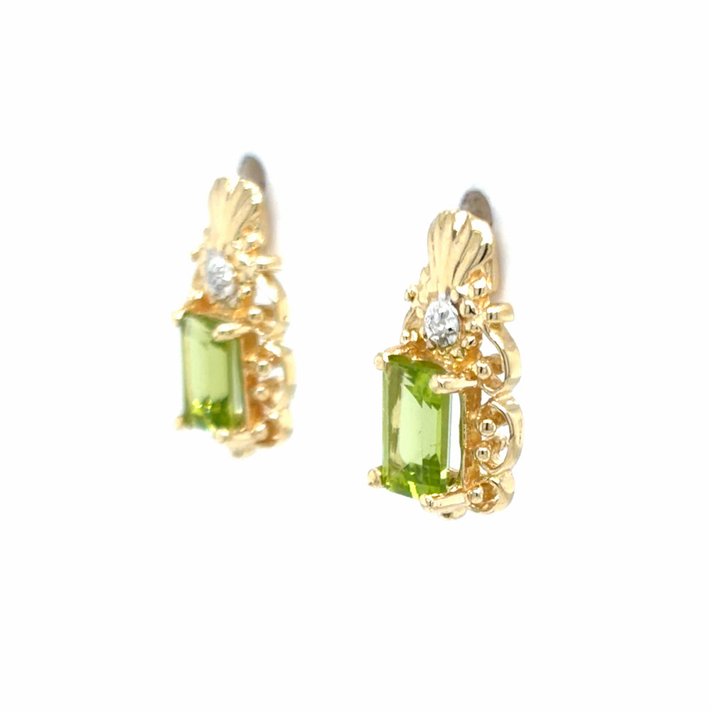 Estate Peridot Picture Frame Earrings