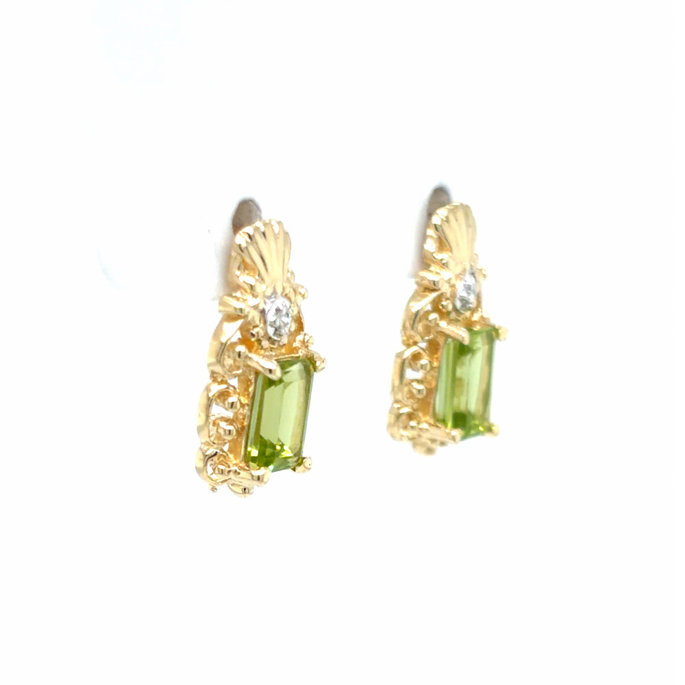 Estate Peridot Picture Frame Earrings