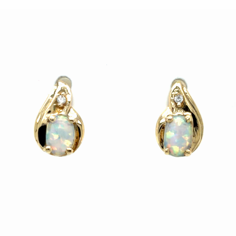 Estate Synthetic Opal Teardrop Earrings