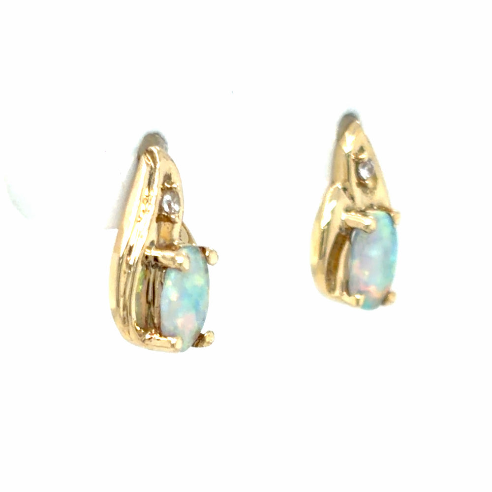 Estate Synthetic Opal Teardrop Earrings