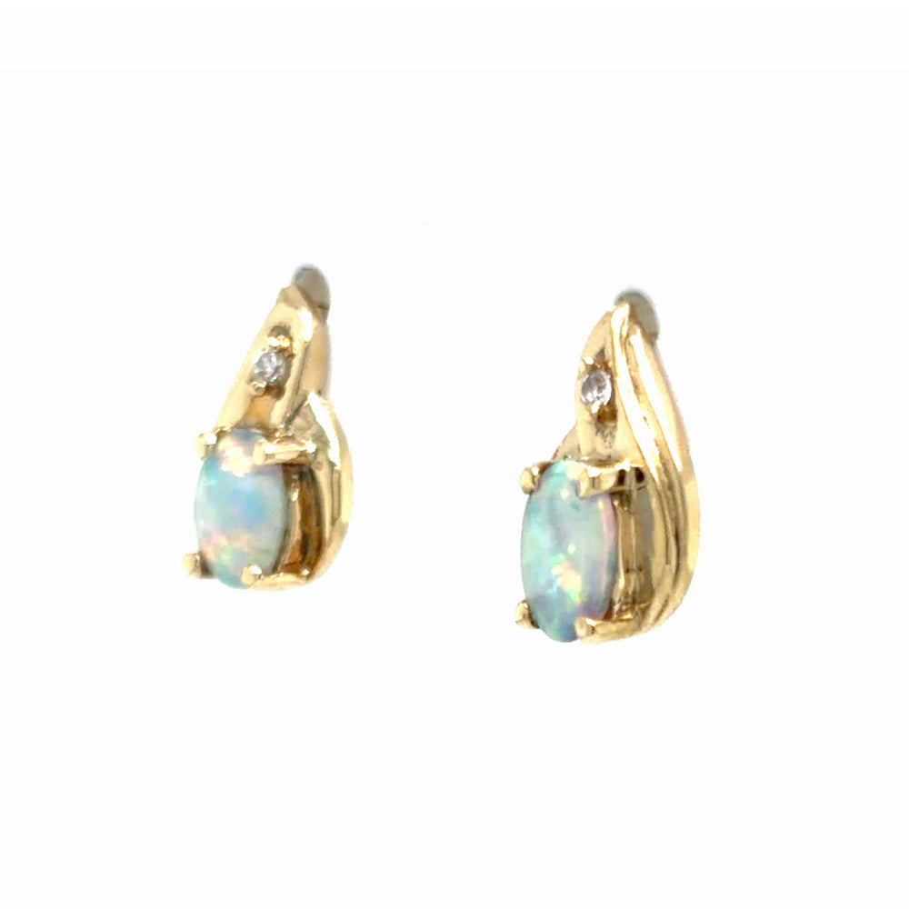 Estate Synthetic Opal Teardrop Earrings