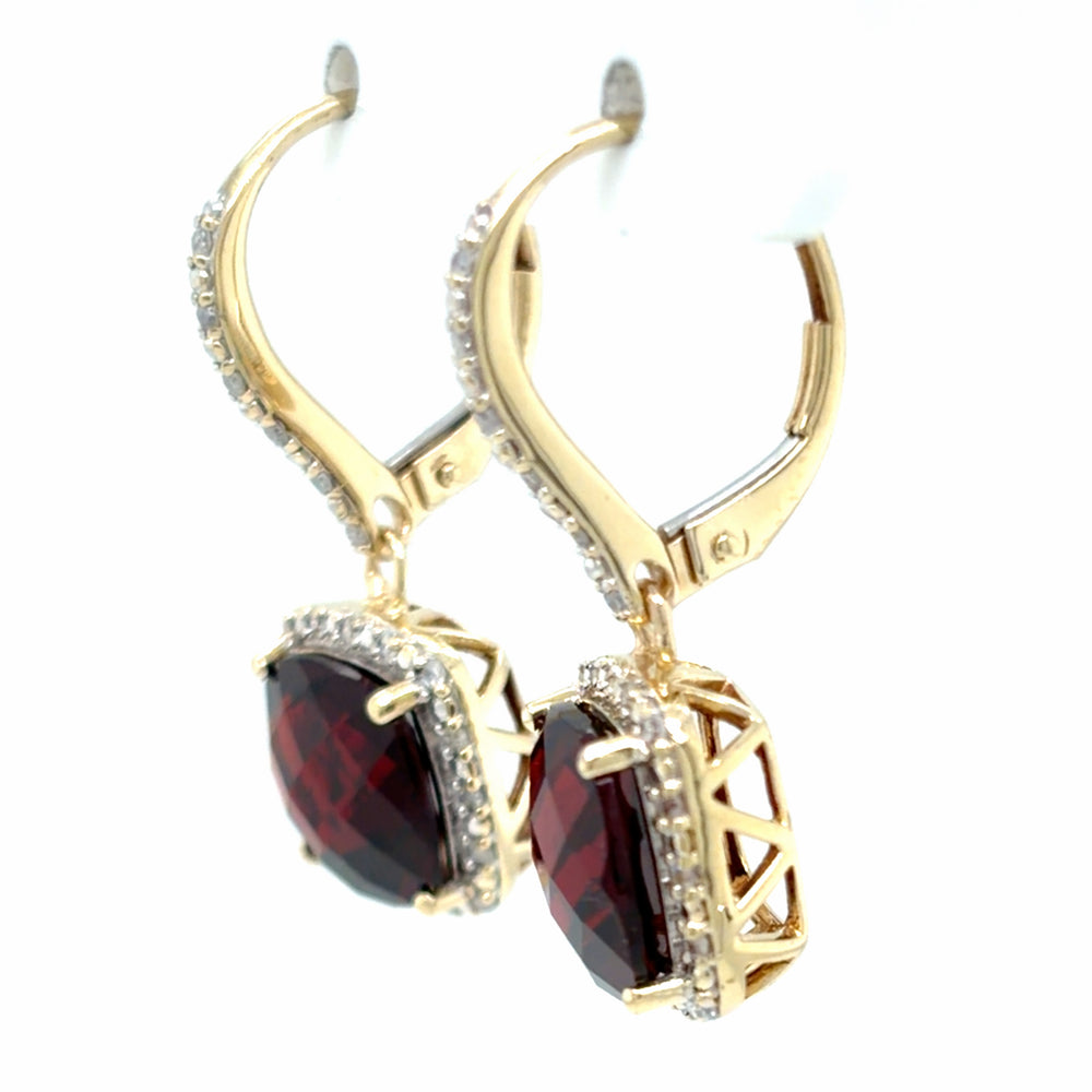 Estate Garnet & Diamond Dangle Earrings