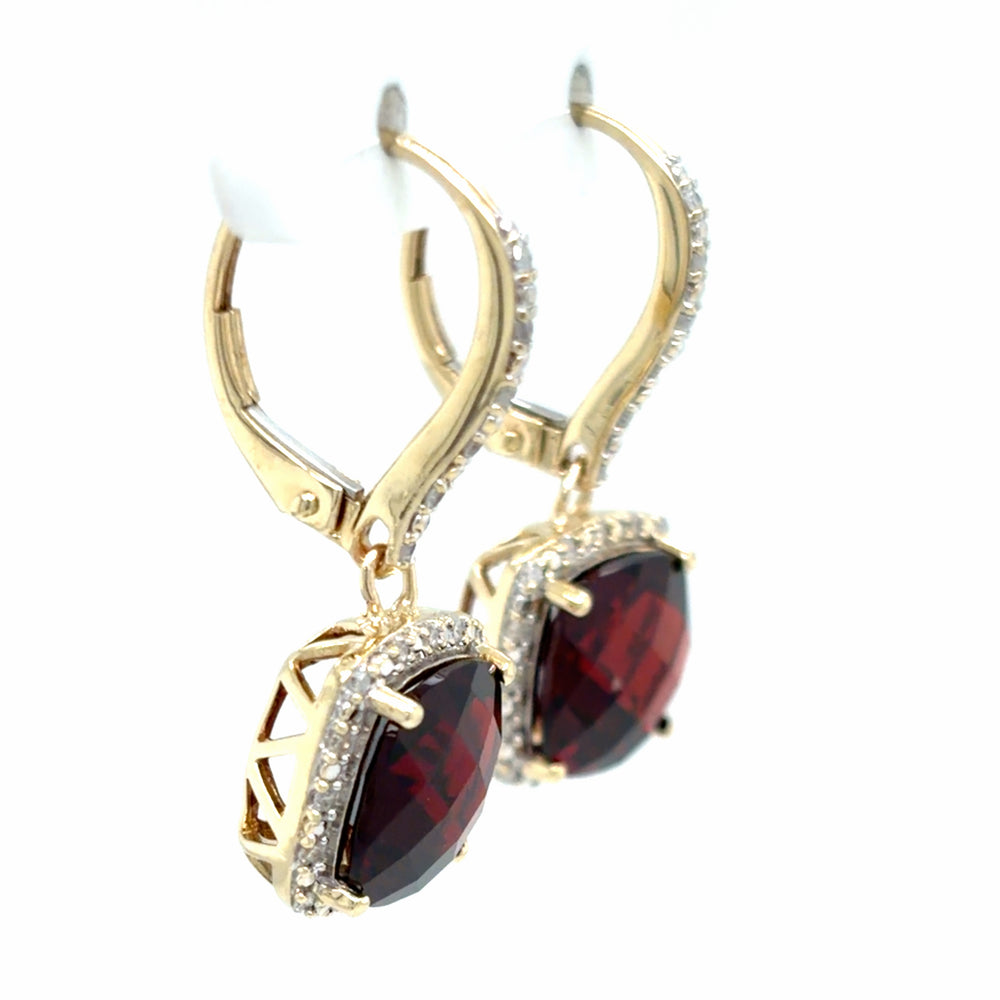 Estate Garnet & Diamond Dangle Earrings