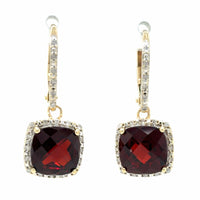 Estate Garnet & Diamond Dangle Earrings