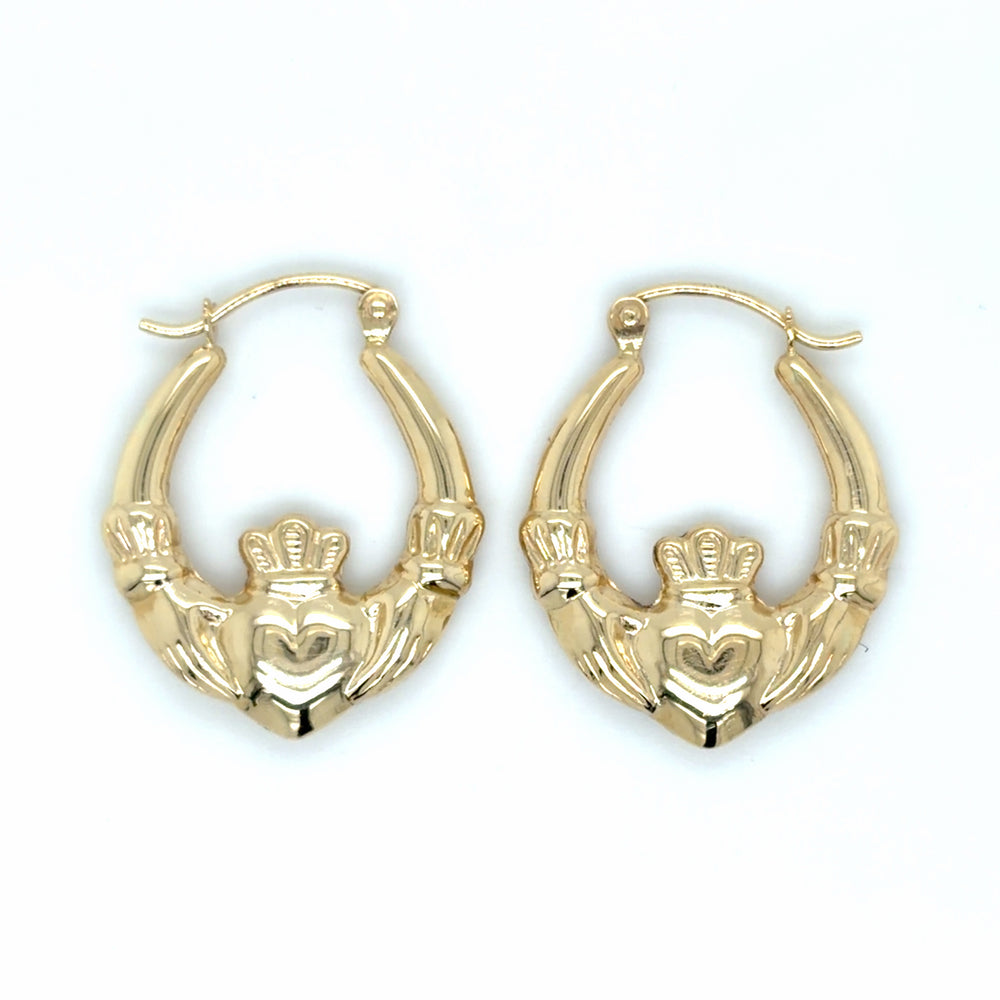 Estate Claddagh Hoop Earrings