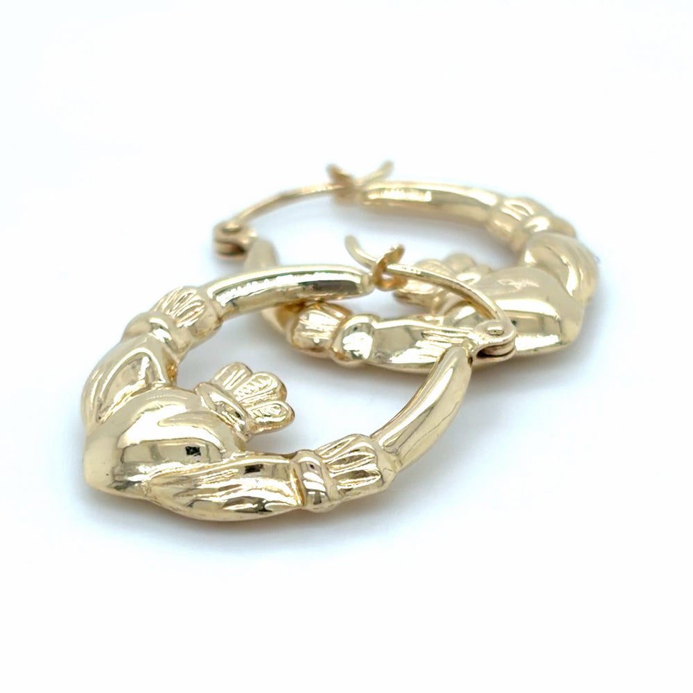 Estate Claddagh Hoop Earrings