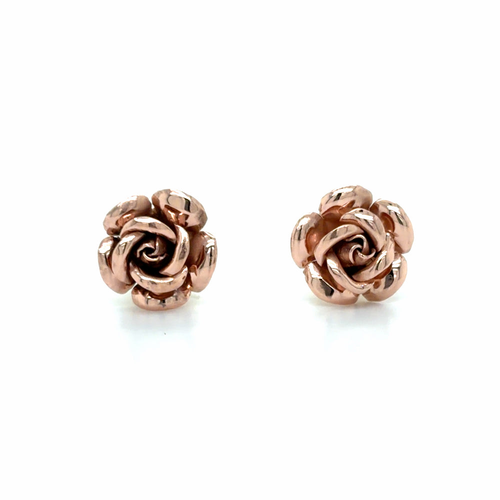 Estate 3-D Rose Stud Earrings