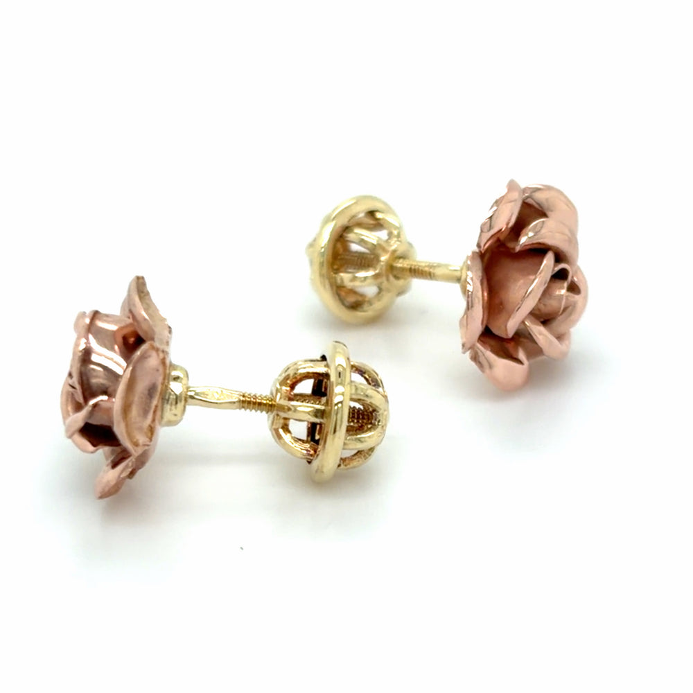 Estate 3-D Rose Stud Earrings
