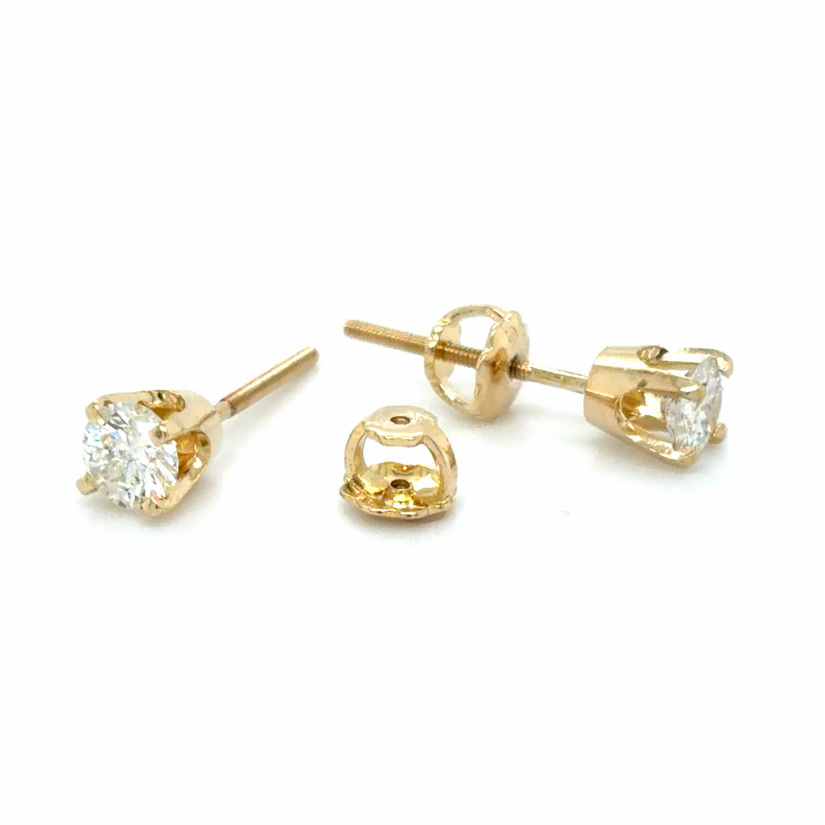 Estate Diamond Studs with Threaded Posts & Screw On Backs