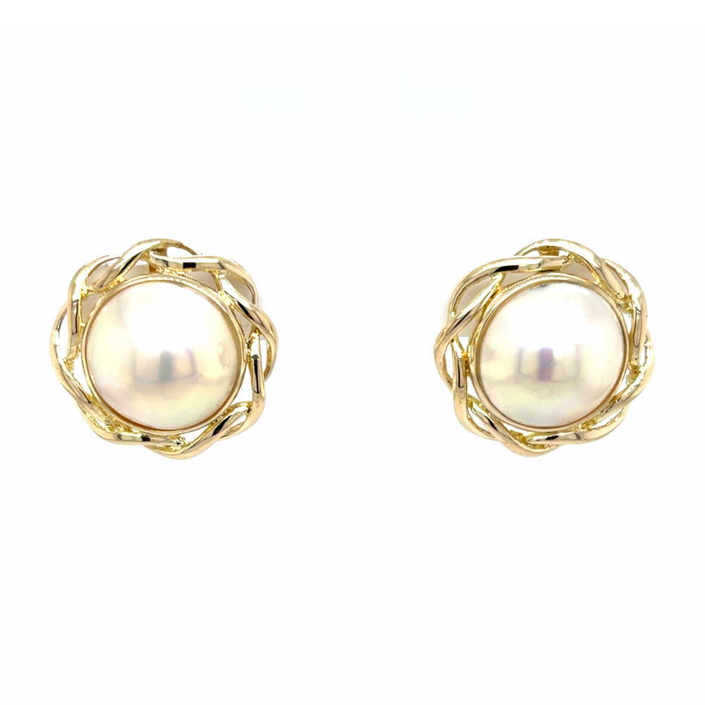 Estate Pair 14.5mm Mabe' Pearl Earrings