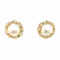 Estate Pair 14.5mm Mabe' Pearl Earrings