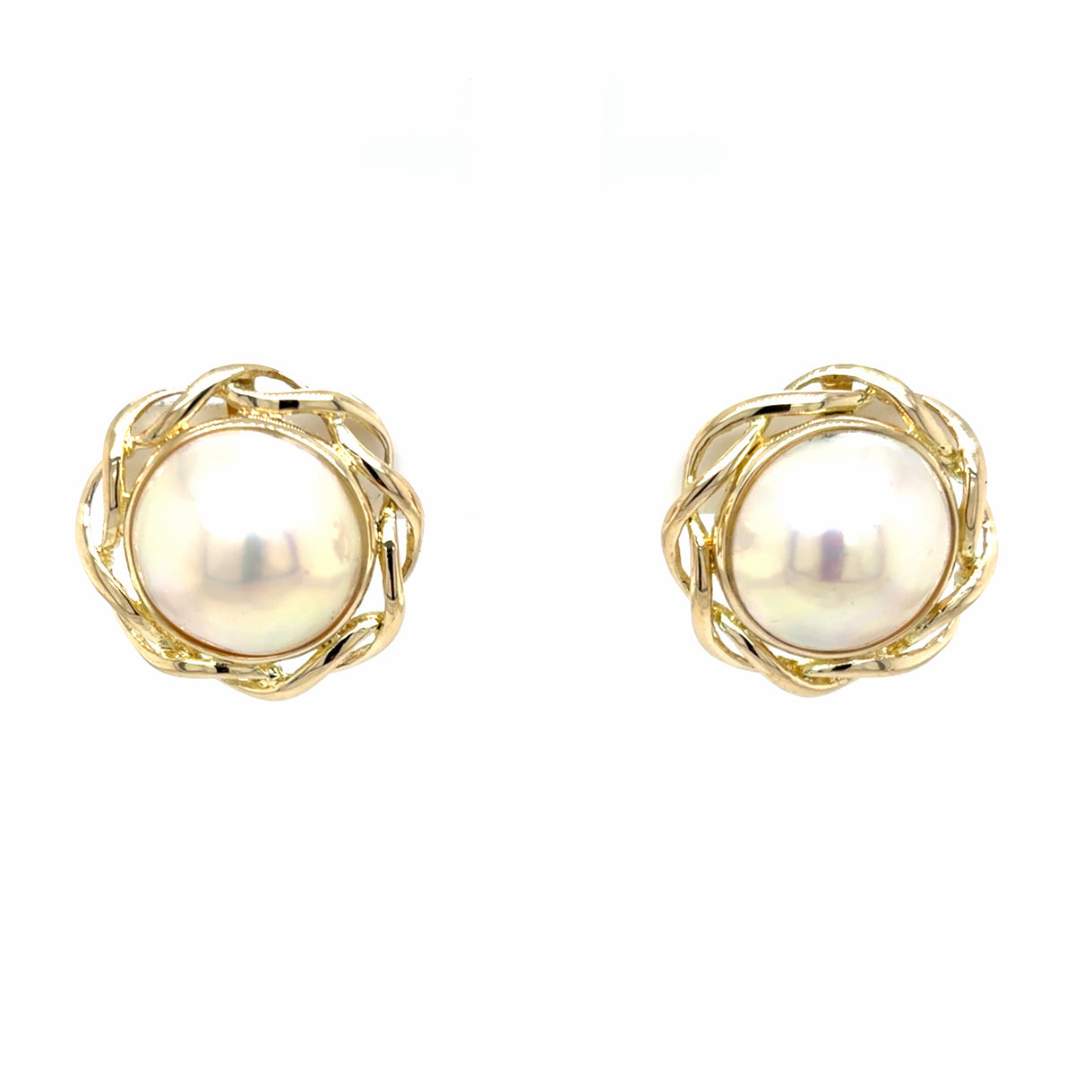 Estate Pair 14.5mm Mabe' Pearl Earrings