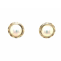 Estate Pair 14mm Mabe' Pearl Earrings