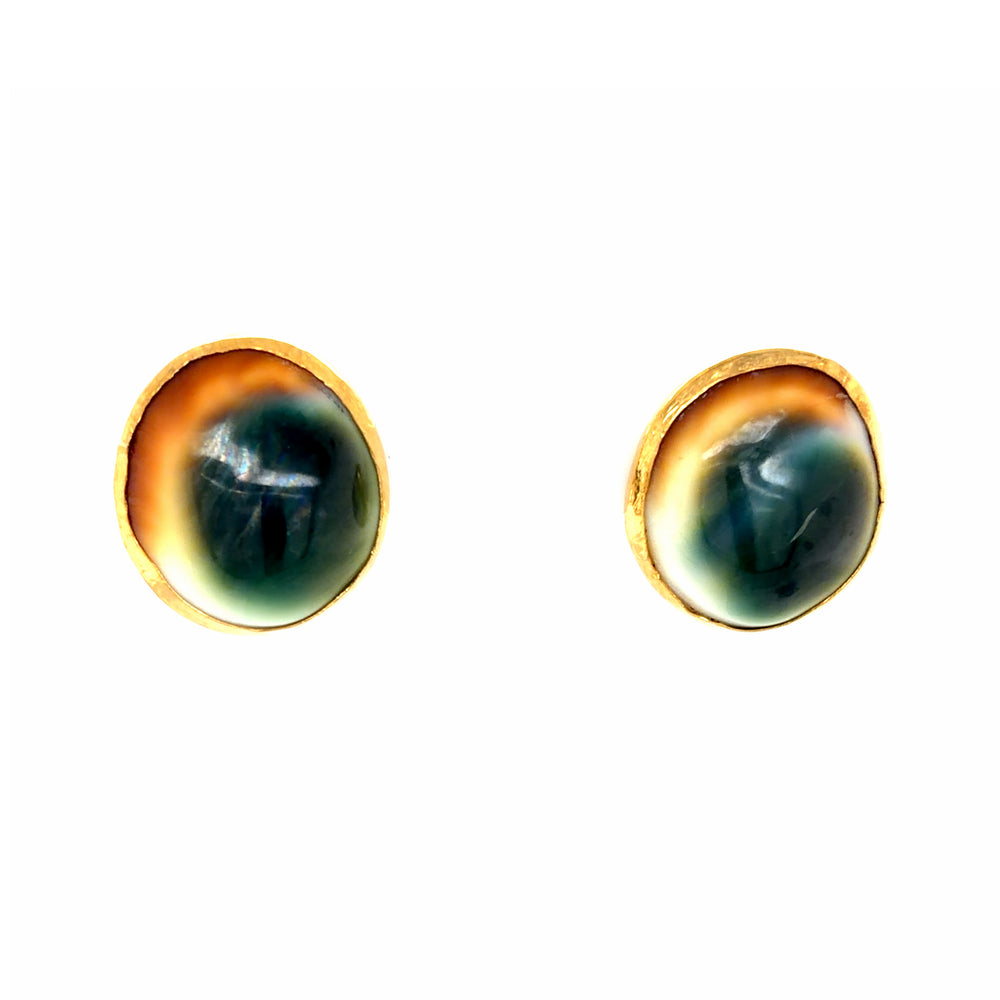 Estate Operculum Shell Earrings