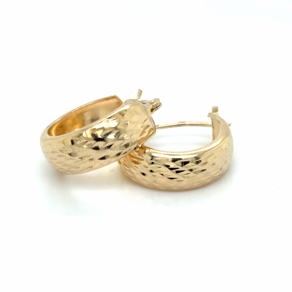 Estate Diamond Cut Huggie Hoops