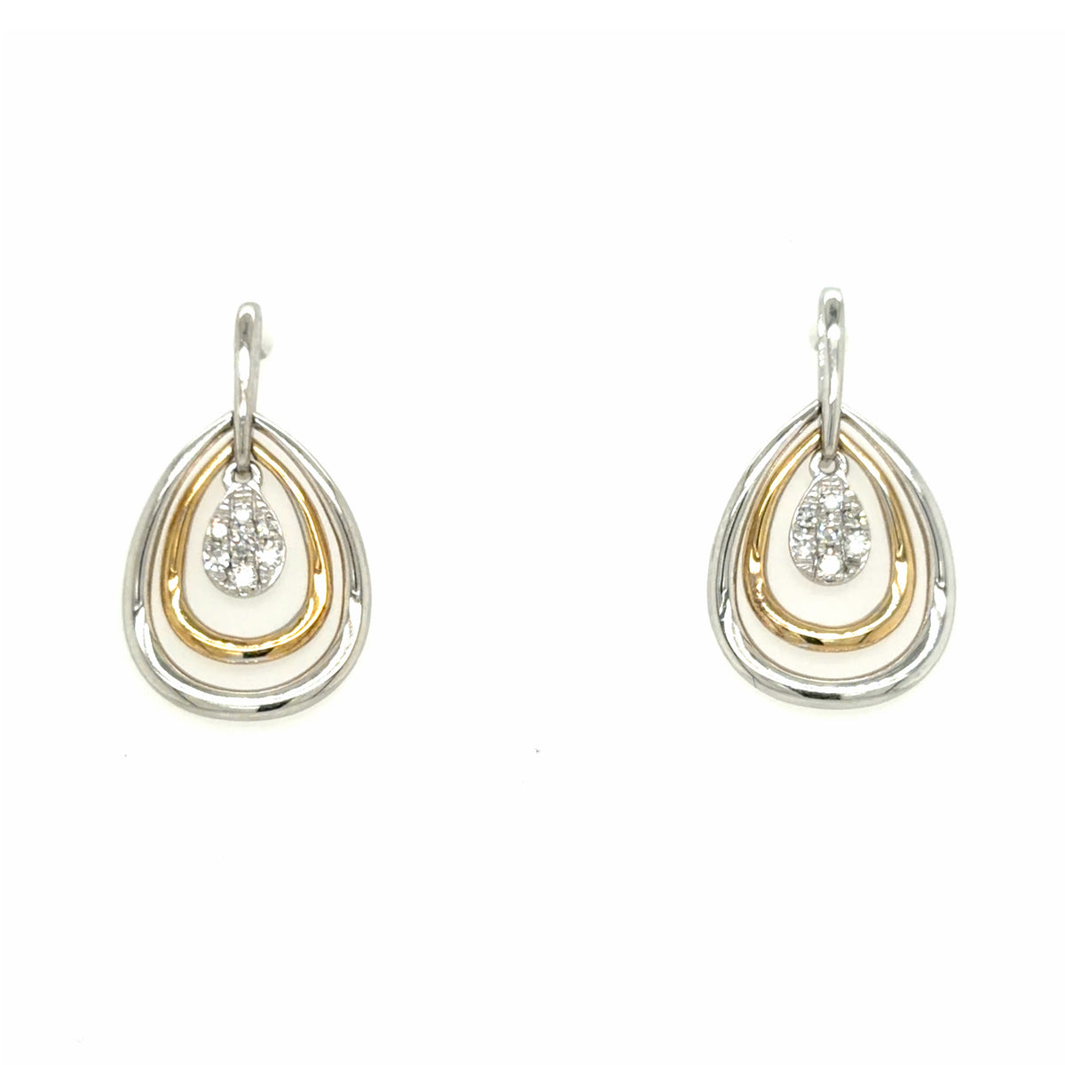 Estate Two-Tone Teardrop Shaped Earrings