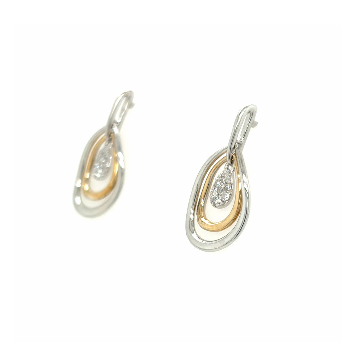 Estate Two-Tone Teardrop Shaped Earrings
