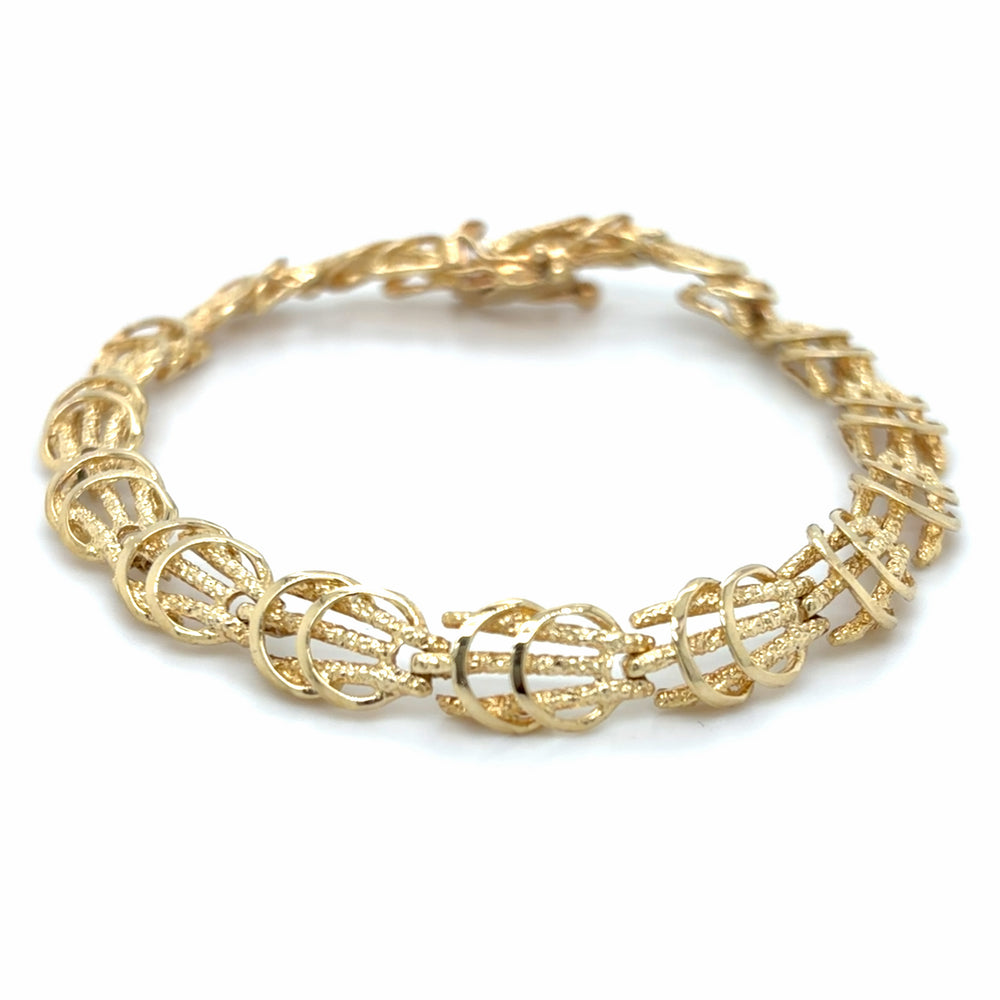 Estate 7" Textured Fancy Link Bracelet