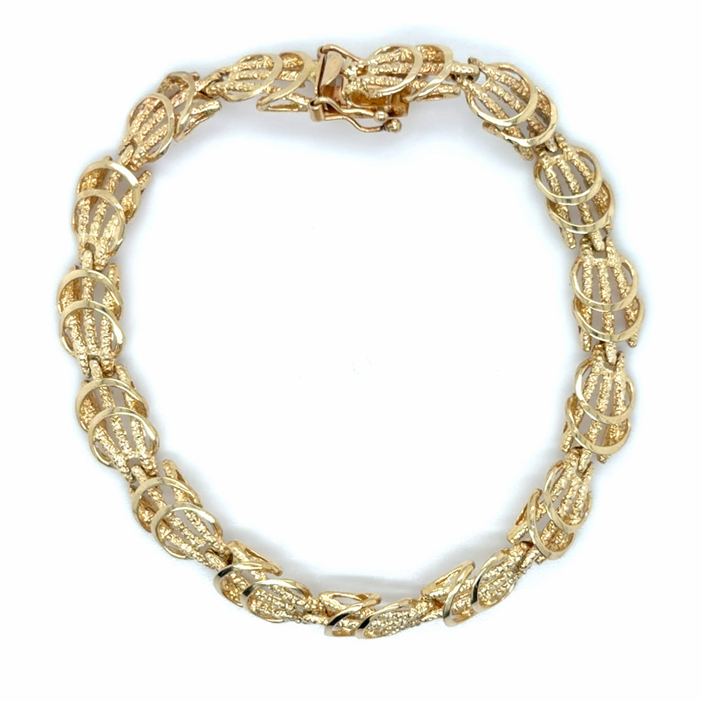 Estate 7" Textured Fancy Link Bracelet