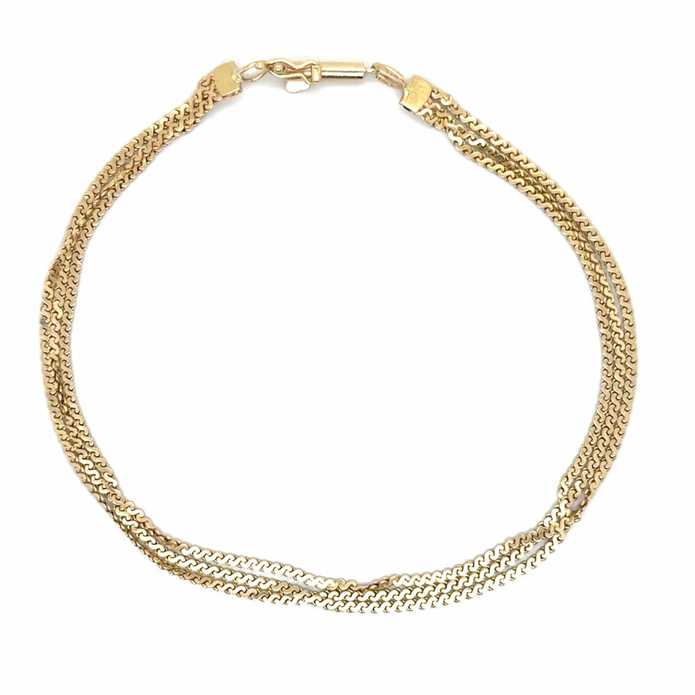 Estate 7.5" Triple Strand Serpentine Bracelet