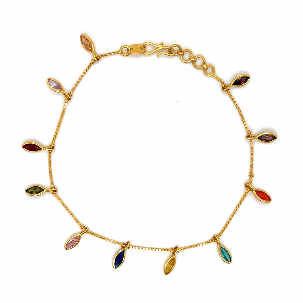 Estate 22K Gold Multi-Gemstone Bracelet