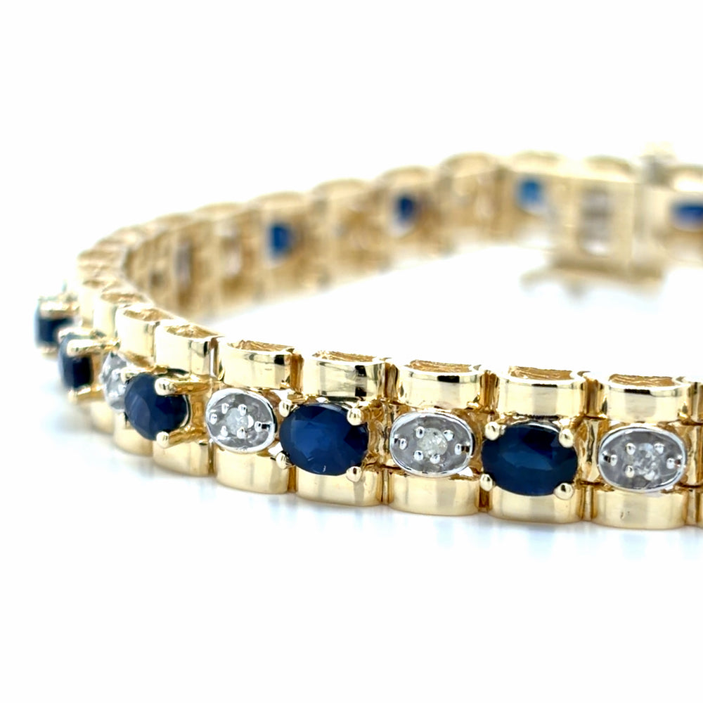 Estate Sapphire & Diamond Polished Link Bracelet