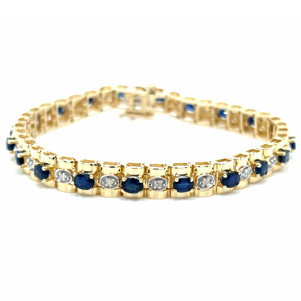 Estate Sapphire & Diamond Polished Link Bracelet