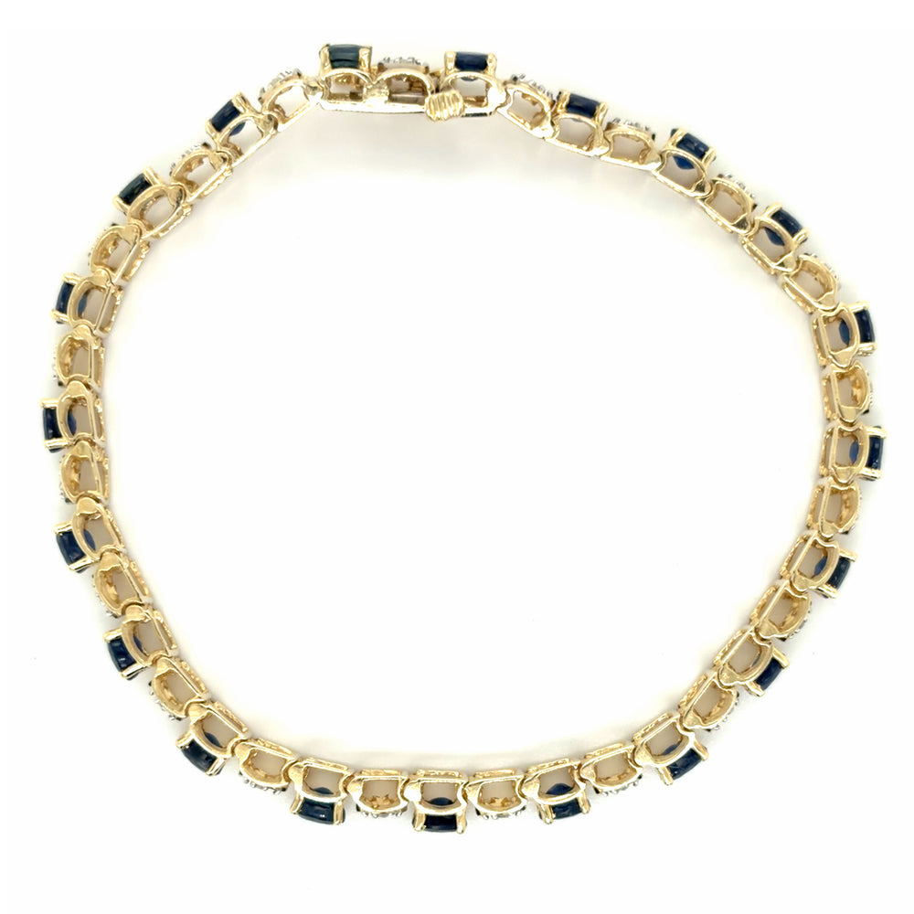 Estate Sapphire & Diamond Polished Link Bracelet
