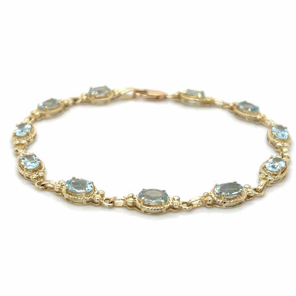 Estate Aquamarine Fancy Link Bracelet
