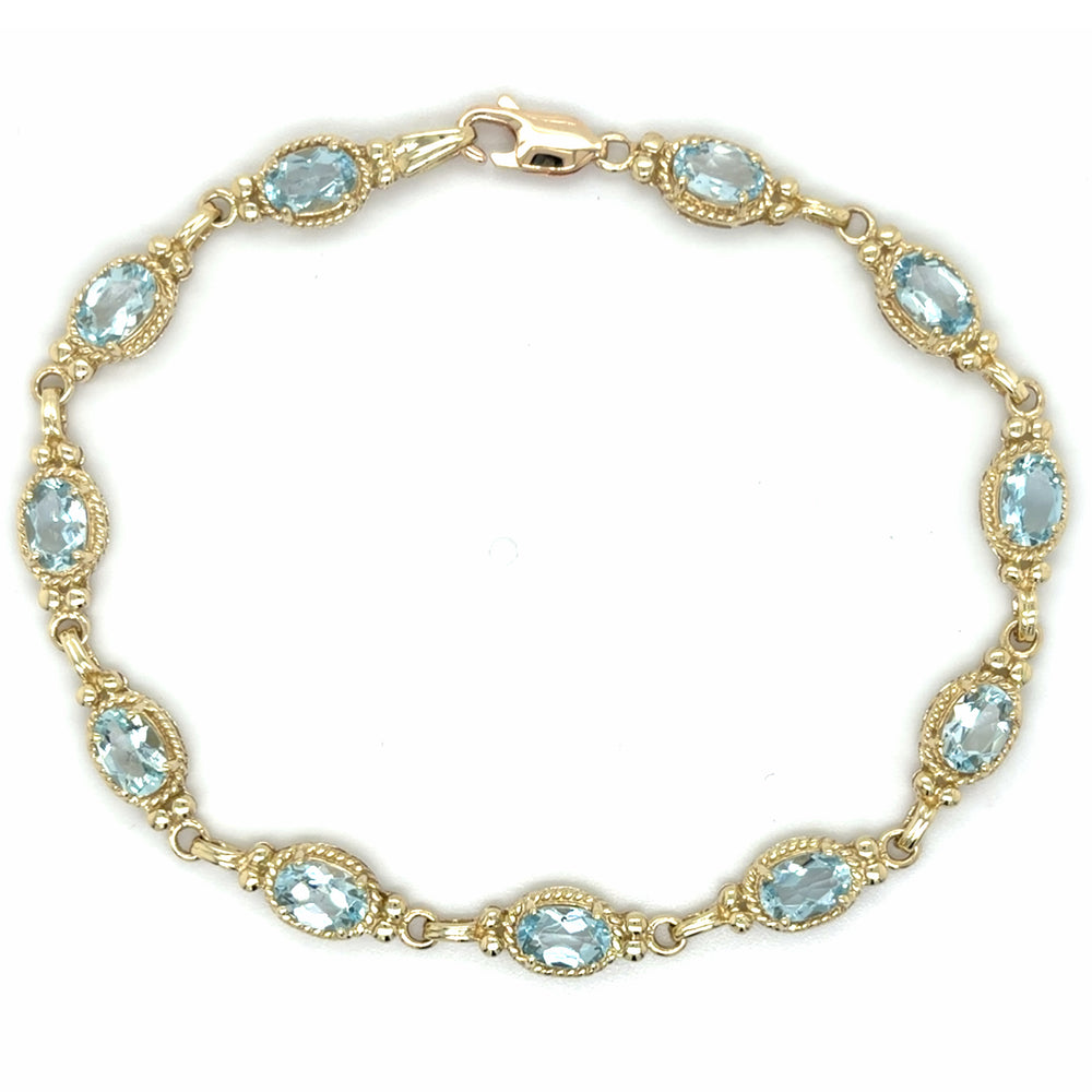 Estate Aquamarine Fancy Link Bracelet