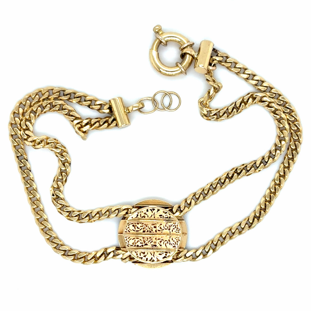 Estate 18K Gold Medallion Bracelet