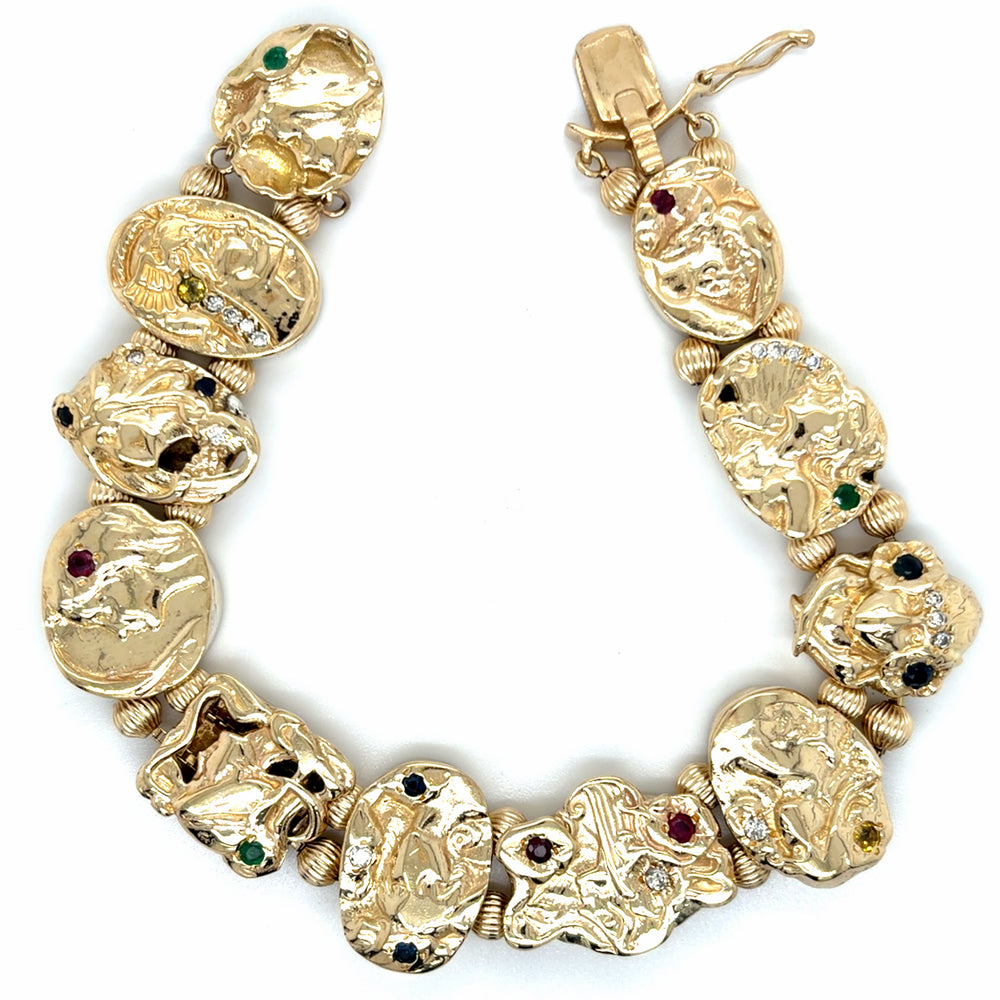 Estate 7.5" Victorian Lady Theme Slide Bracelet