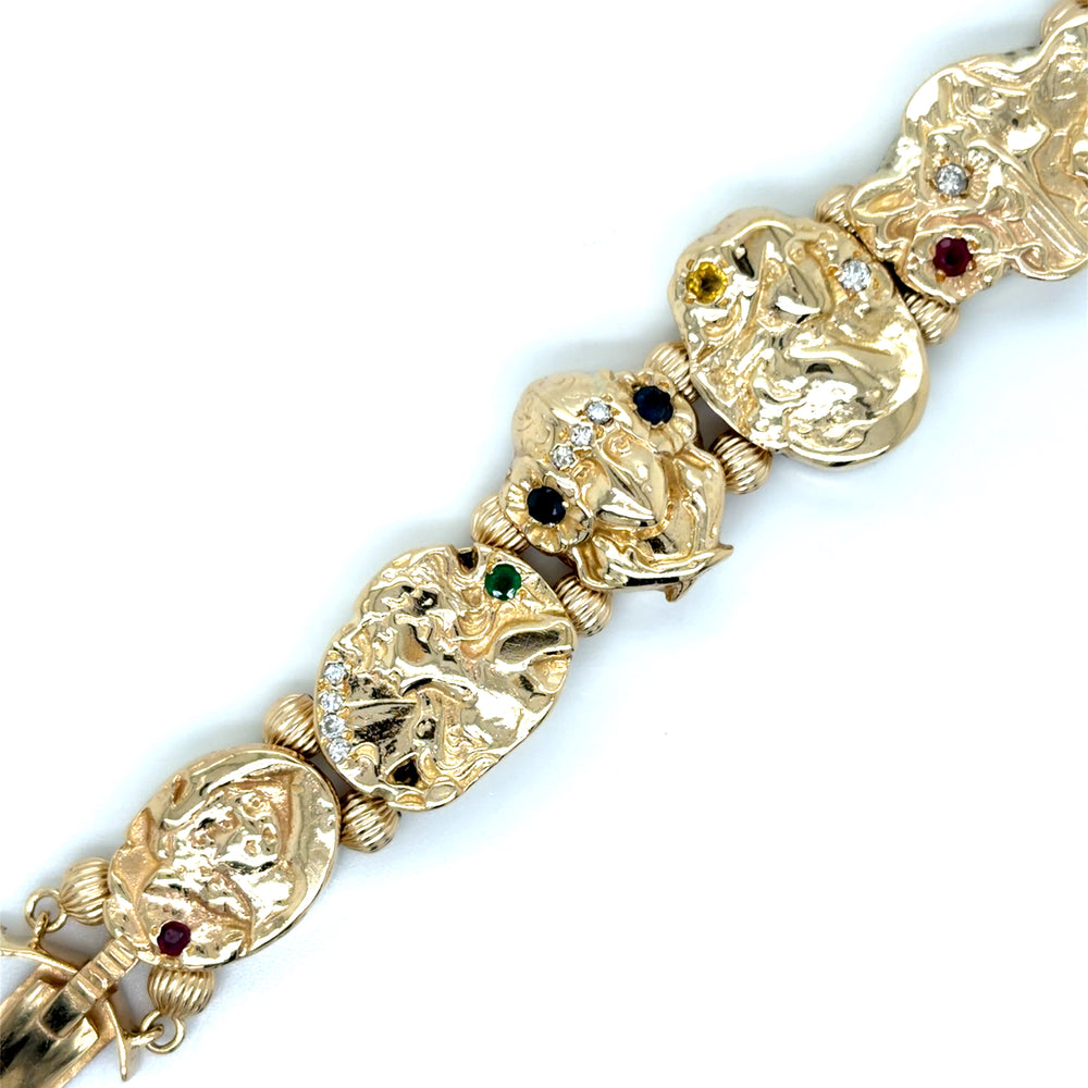 Estate 7.5" Victorian Lady Theme Slide Bracelet