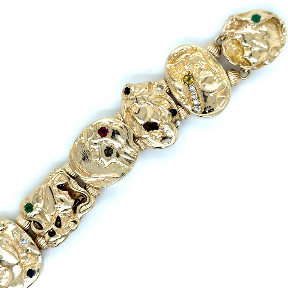 Estate 7.5" Victorian Lady Theme Slide Bracelet