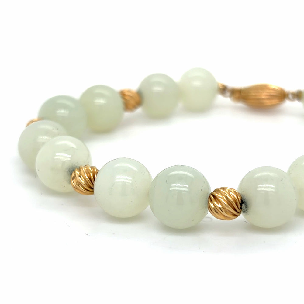 Estate Jade & Gold Bead Bracelet