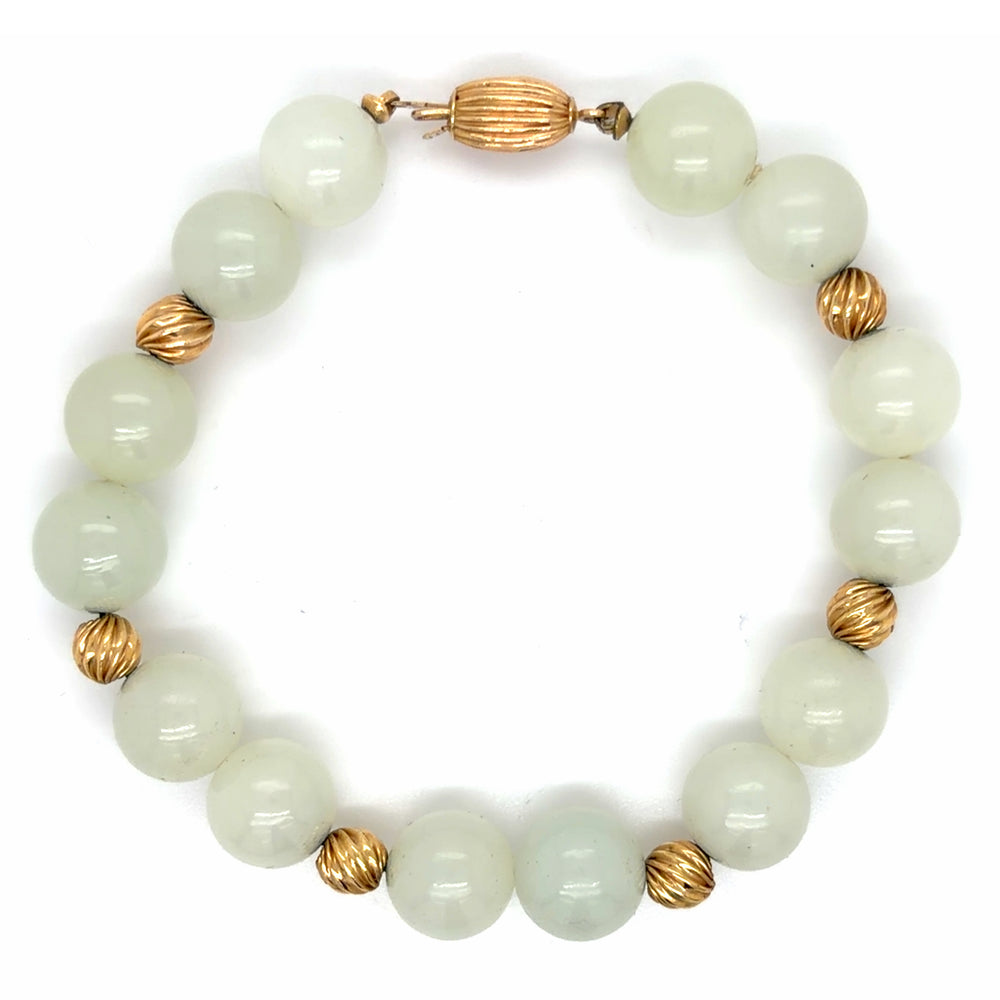 Estate Jade & Gold Bead Bracelet