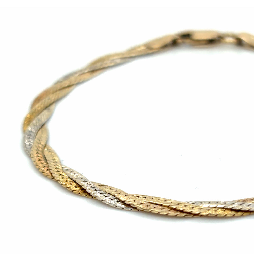 Estate 7" Tri-Color Gold Twisted Bracelet