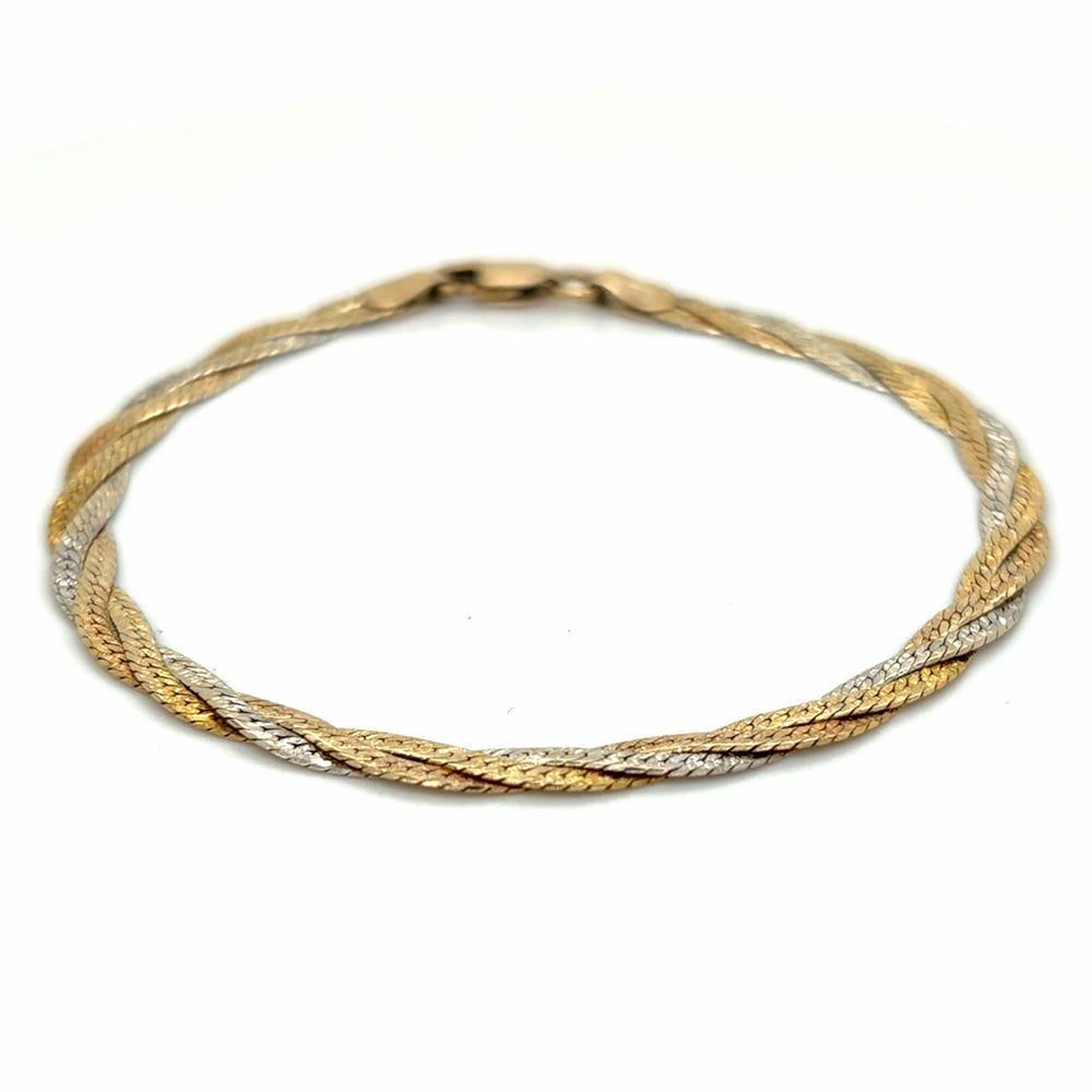 Estate 7" Tri-Color Gold Twisted Bracelet