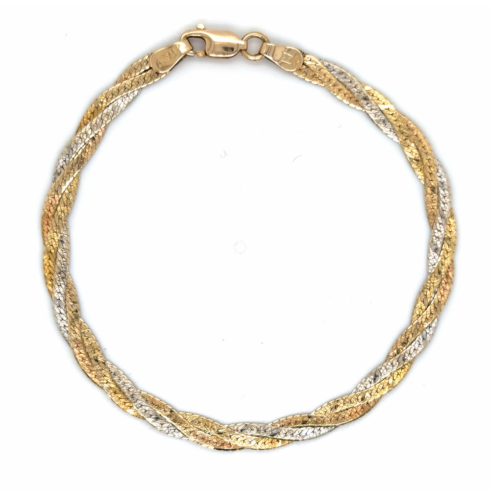 Estate 7" Tri-Color Gold Twisted Bracelet