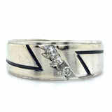 Estate Gent's 14K White Gold Geometric Band