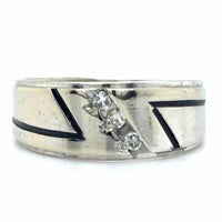 Estate Gent's 14K White Gold Geometric Band