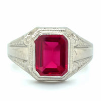 Estate Vintage Style Simulated Ruby Ring in Original Box