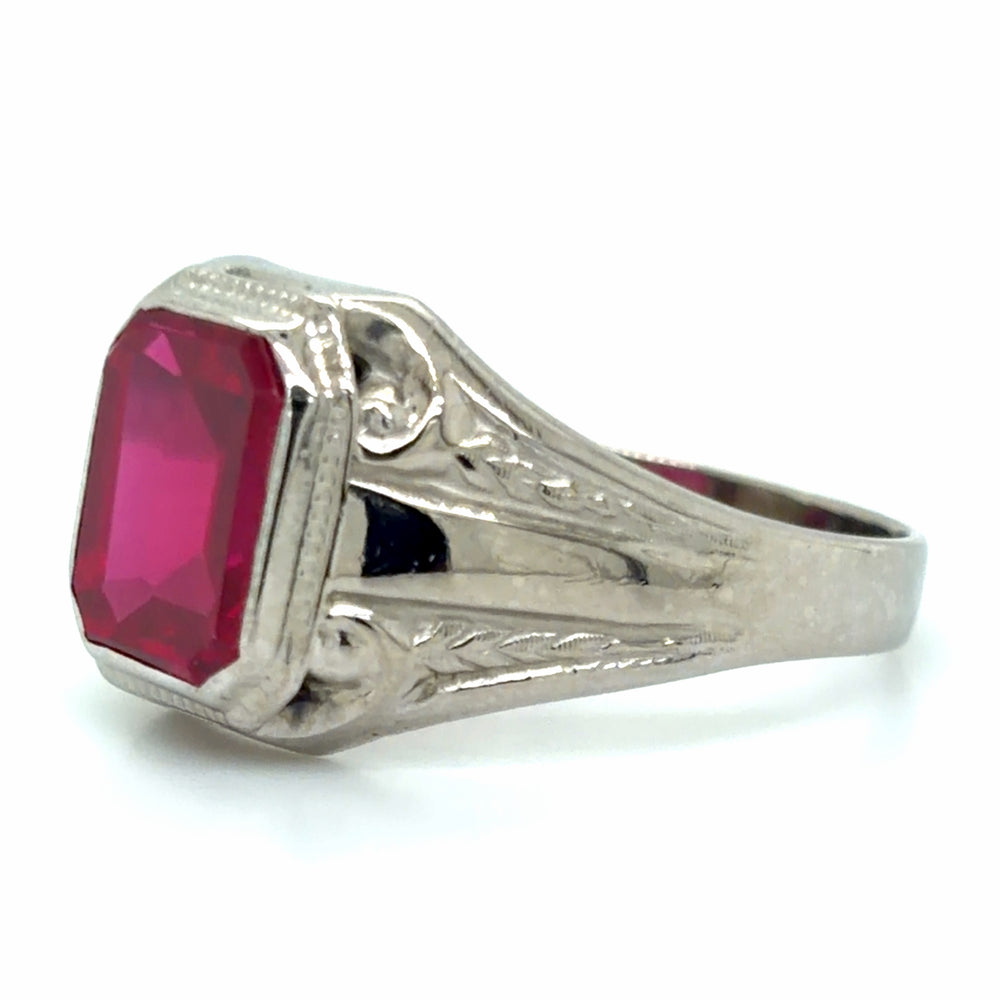 Estate Vintage Style Simulated Ruby Ring in Original Box