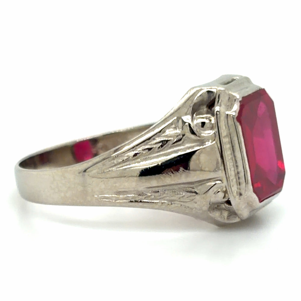 Estate Vintage Style Simulated Ruby Ring in Original Box