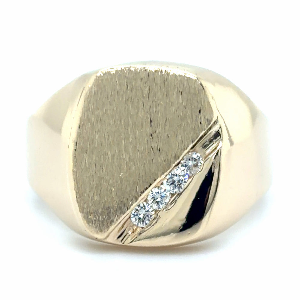 Estate Brushed & Polished Finish Signet Ring