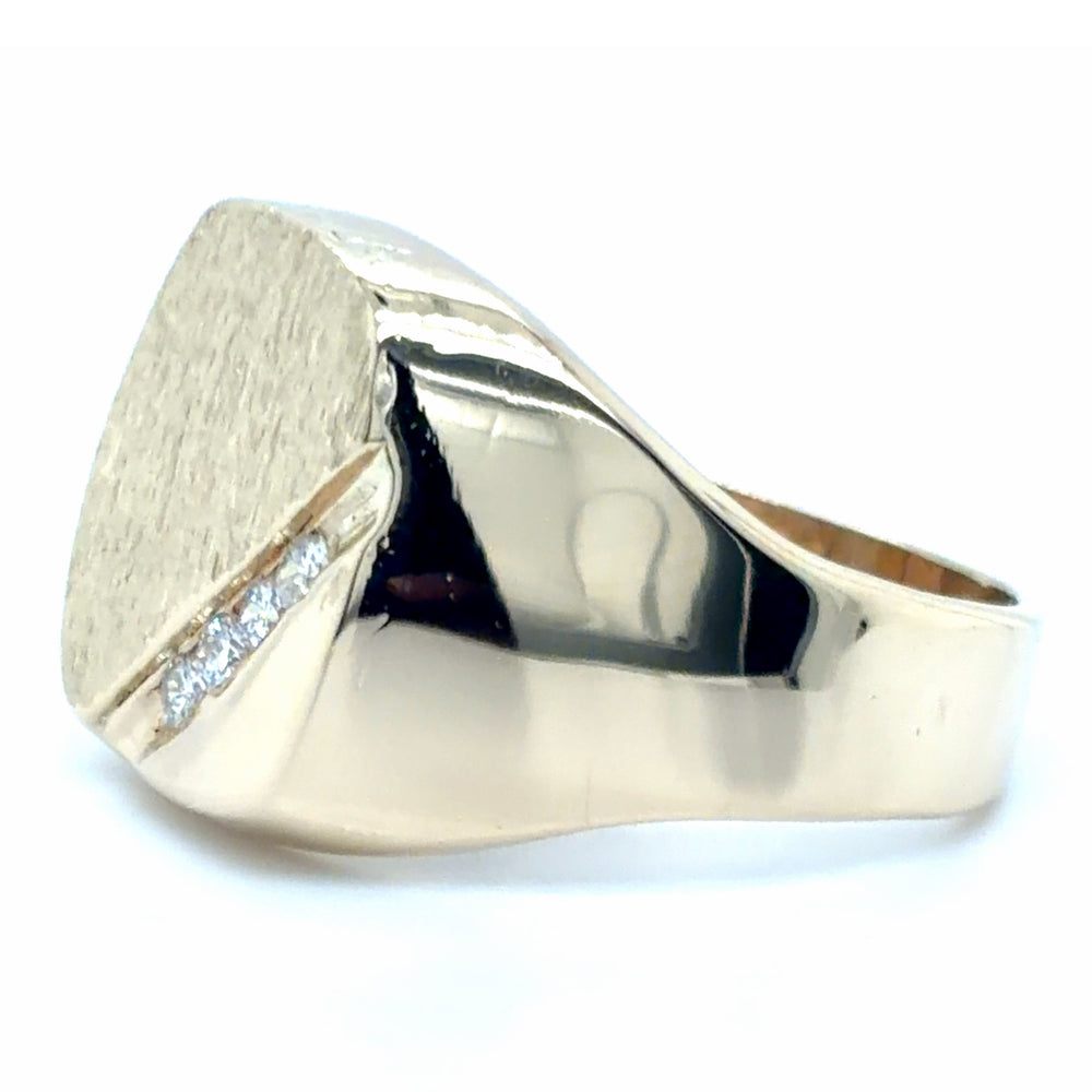 Estate Brushed & Polished Finish Signet Ring