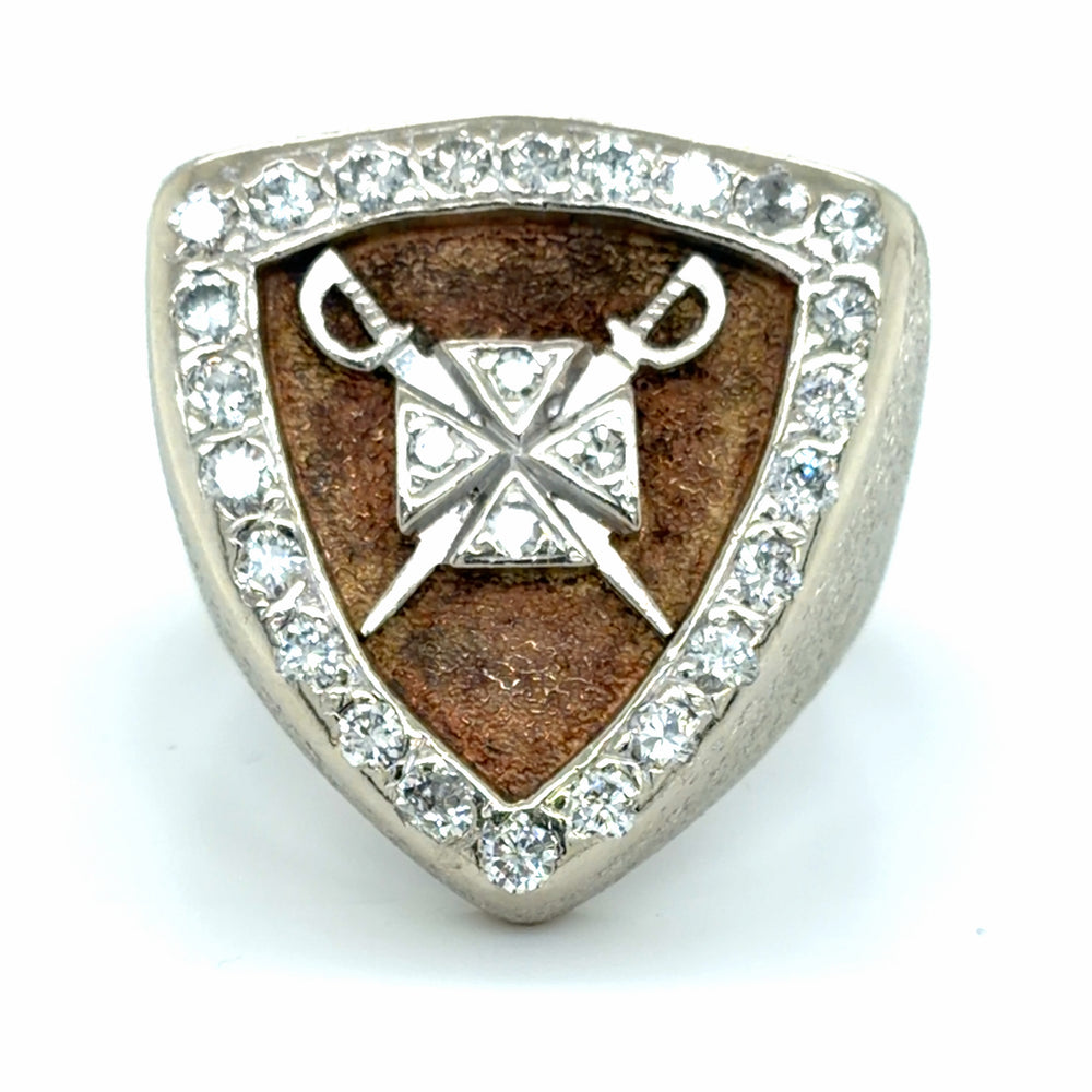 Estate Shield Ring with Crossed Swords & Maltese Cross