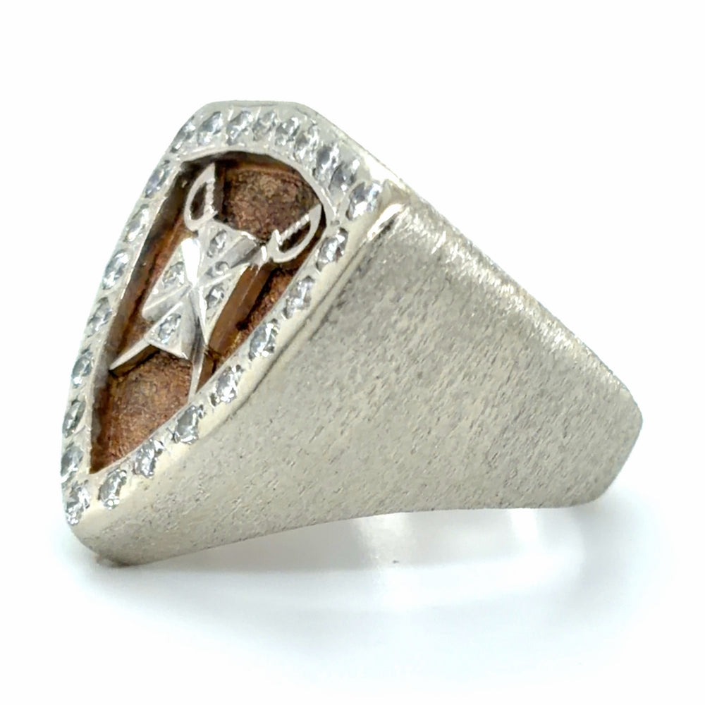 Estate Shield Ring with Crossed Swords & Maltese Cross
